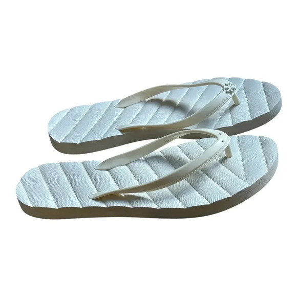 Tory Birch Kira Flip Flops Sandals Cream Ivory color size 11 M  Logo Women’s - Picture 2 of 6